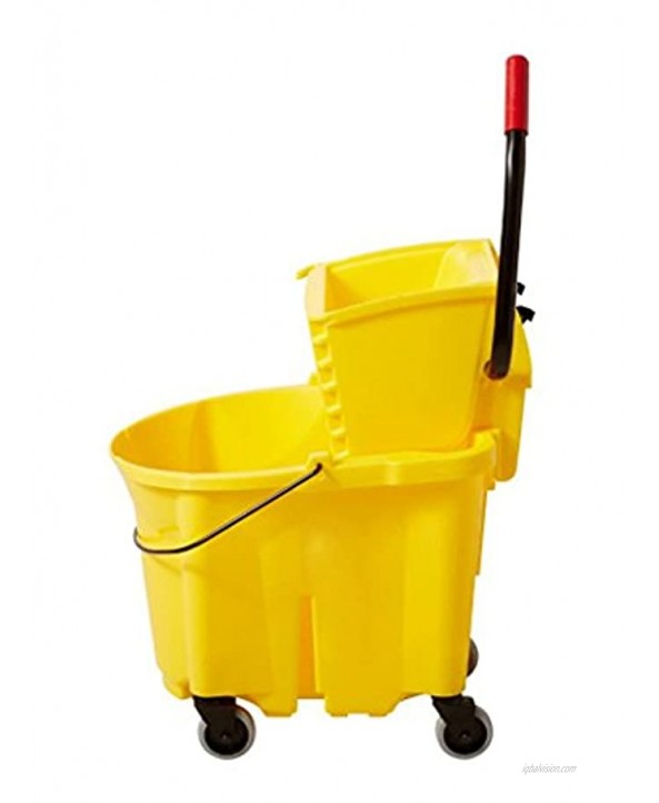 Boss Cleaning Equipment B005008 Down Press Mop Bucket 35 Quart Yellow Removable Divider