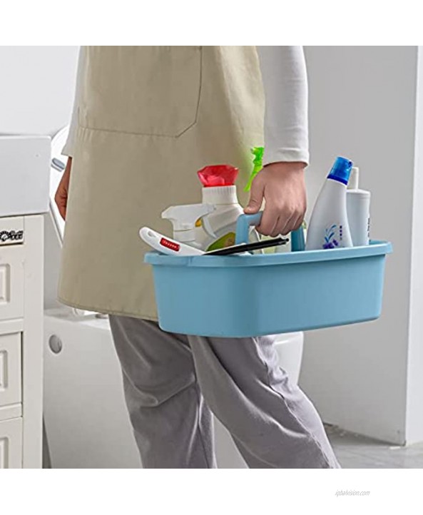 Cleaning Supplies Caddy Cleaning Supply Organizer with Handle Plastic Caddy for Cleaning Products Under Sink Tool Storage Caddy Blue