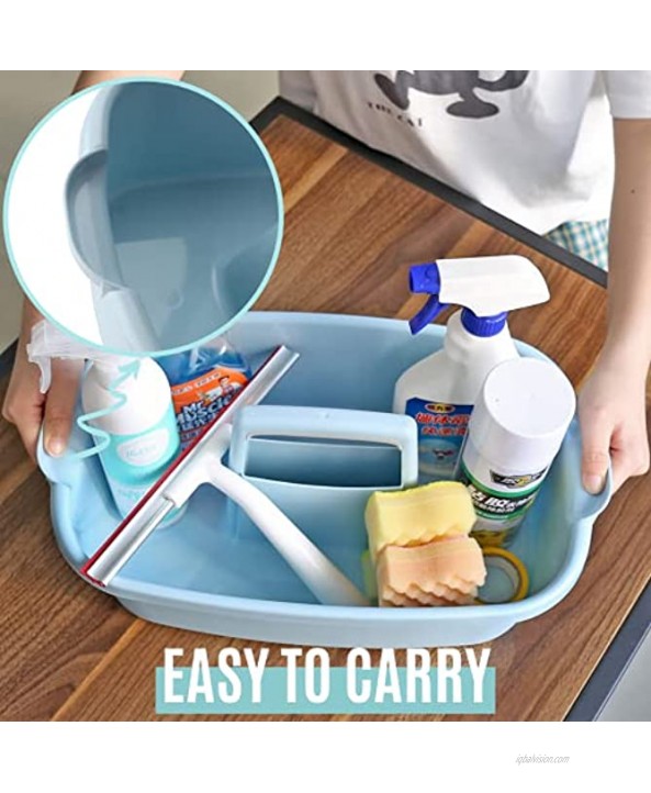 Cleaning Supplies Caddy Cleaning Supply Organizer with Handle Plastic Caddy for Cleaning Products Under Sink Tool Storage Caddy Blue