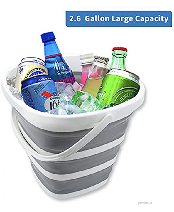 Collapsible Bucket,10L 2.6 Gallon Foldable Portable Cleaning Bucket Upgraded Version Space Saving,Car Bucket,Outdoor,Garden,Camping,Fishing Square or Round