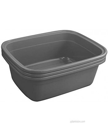 DynkoNA 3 Grey 16 Quart Plastic Rectangular Wash Tub Washing Bins