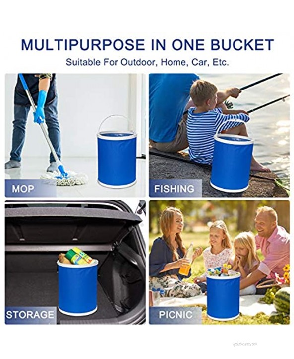 Foldable Bucket Durable Pop Up Bucket 13L 3.4Gallons Compact Portable Multifunctional Folding Bucket Collapsible Camping Fishing Bucket Waterproof Cloth with Handle Great for Car Wash Hike&Garden