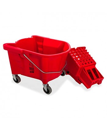Genuine Joe GJO18800 Plastic Mop Bucket Wringer Combo 6.50 Gallon Capacity Red
