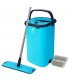 Guay Clean Floor Mop with Bucket Set Self Squeeze Wringer System 2 Microfiber Washable Pads 360 Swivel Spin Head Home Wet and Dry Cleaning – Multi Surface Dirt Grime Lint Spills Blue