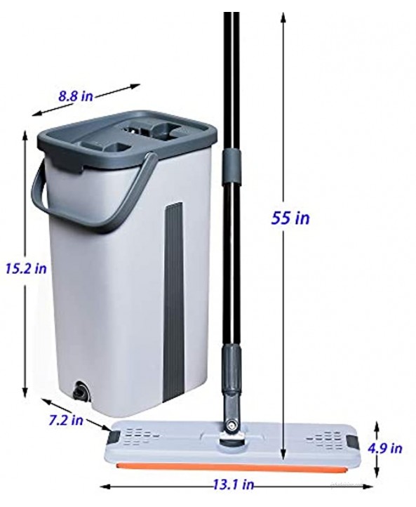 Microfiber Spin Mop& Bucket Floor Cleaning System,Easy to Operate Grey Reusable Microfiber Pad 4PCS