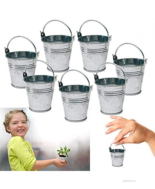 Mini Metal Buckets Pack of 12 Silver Pails with Handles Party Favor Wedding Souvenir Trick Or Treat Stocking Stuffer Tin Containers