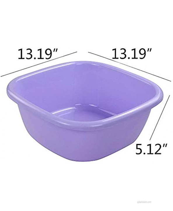 Ponpong 12 Quart Plastic Square Dish Pan Tub Washing Basin 4 Pack