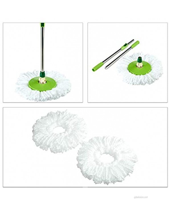 Relaxdays Classic Power Mop with Bucket Steel Wringer Telescopic Rod White Microfibre Cover HWD: 22x45x25 cm Green & Silver