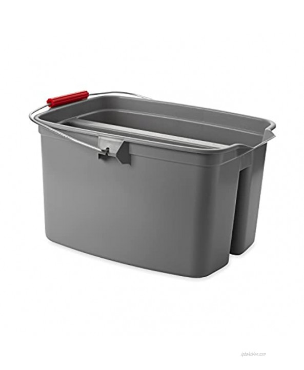 Rubbermaid Commercial Products-FG262888GRAY Double Pail Plastic Bucket for Cleaning Easy to Carry 19 Quart Gray