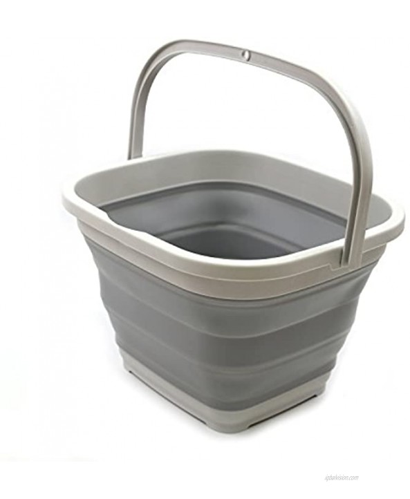 SAMMART 10L 2.6 gallon Collapsible Rectangular Handy Basket Bucket 1 Grey