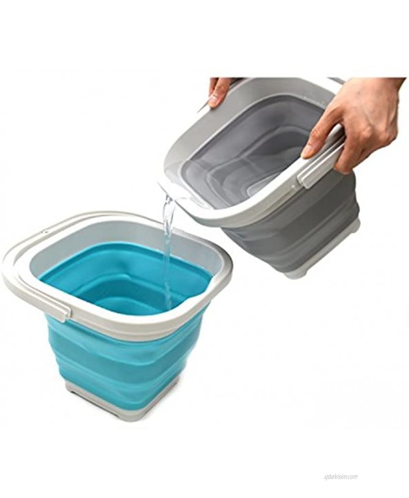 SAMMART 5L 1.3 Gallon Sqare Collapsible Plastic Bucket Foldable Square Tub Portable Fishing Water Pail Space Saving Outdoor Waterpot 1 Grey