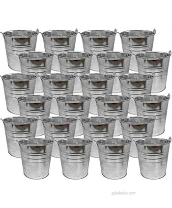 Set of 24 Mini Galvanized 5" x 5" Tin Pail- Useful for Cleaning Tools Beach Days Decorations and More! Perfect for Any Job Around The House or in The Yard!