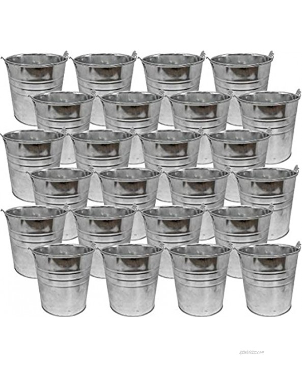 Set of 24 Mini Galvanized 5 x 5 Tin Pail- Useful for Cleaning Tools Beach Days Decorations and More! Perfect for Any Job Around The House or in The Yard!