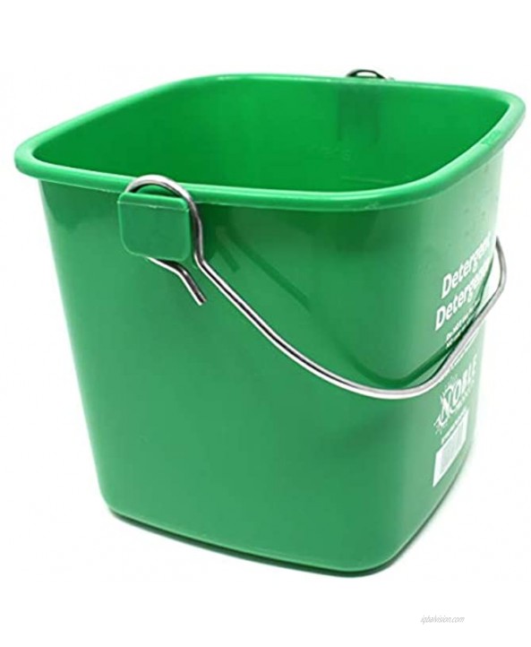 Small Red and Green Detergent and Sanitizing Bucket 3 Quart Cleaning Pail Set of 2 Square Containers