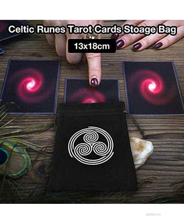 Tarot Bag Tarot Storage Bag Tarot Rune Bag Tarot Bag Pouch 13x18CM Thick Velvet,Celtic Runes Protective Card Board Game Embroidery Drawstring Bag
