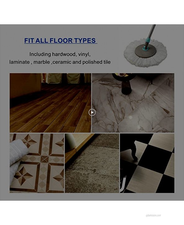 VENETIO Householding 360 Spin Mop and Bucket System with Wringer Set Dry Wet Self Wringing for Fast Floor Cleaning with 2 Microfiber Mop Heads for Wood Hardwood Laminate Tile Commercial Grey