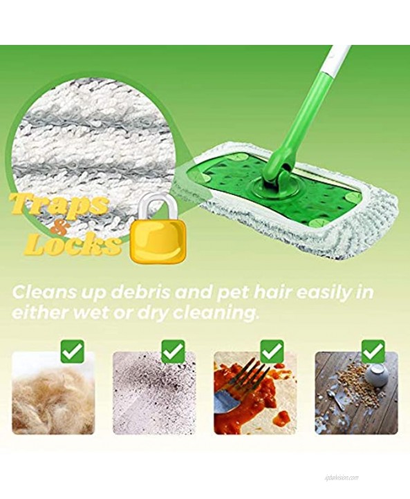 2 Pack Reusable Mop Pad Compatible with Swiffer Sweeper Mop Heavy Duty Scrubby Microfiber Mop Cover Multi-Surface Cleaning Wet Dry Refills