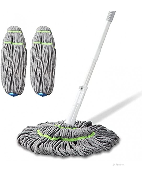 BOOMJOY Twist Mop Self-Wringing Wet Mop for Floor Cleaning Microfiber Ratchet Tornado Mop 3 Resuable Heads