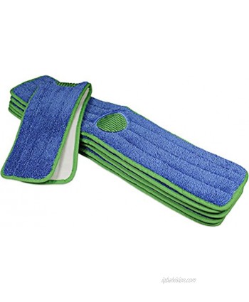 CleanAide Spot Cleaning Twist Yarn Microfiber Mop Pad with Scrubber 18 Inches Green 6 Pack