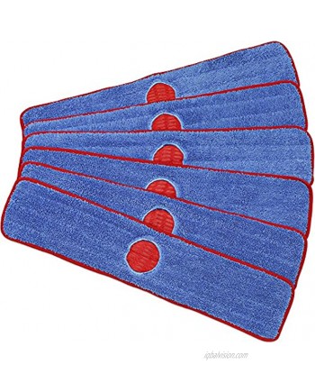 CleanAide Spot Cleaning Twist Yarn Microfiber Mop Pad with Scrubber 24 Inches Red 6 Pack