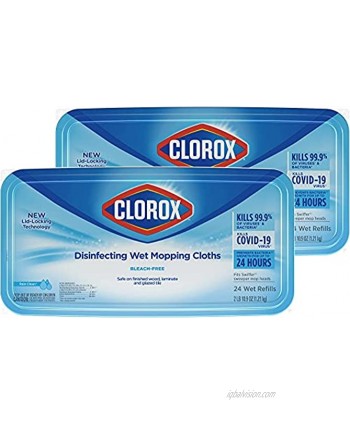 Clorox Disinfecting Wet Mopping Cloths Rain Clean 24 Wet Refills Pack of 2