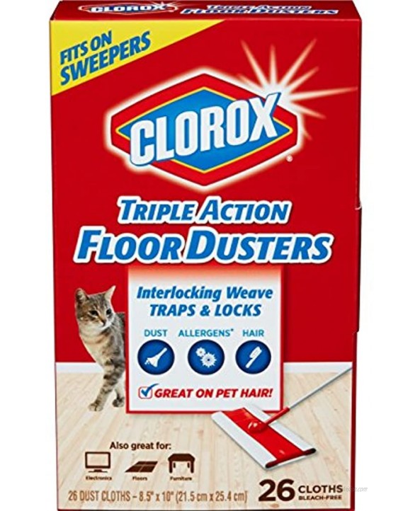 Clorox Triple Action Floor Dusters 26 Cloths Pack of 2