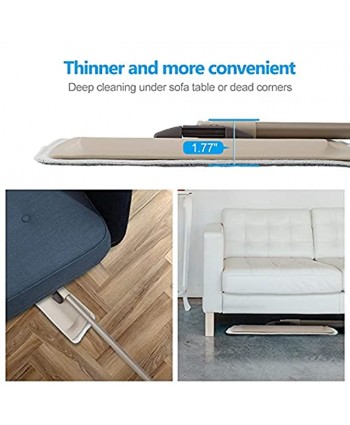 Eyliden Mop for Floor Cleaning with 2pcs Microfiber Machine Washable and Easy to Remove Mops Pads 360° Rotating Head Cleaning Scraper Telescopic Handle Flat Mop for Hardwood Laminate Tile Floors