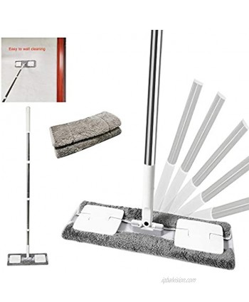 EZ SPARES Microfiber Hardwood Floor Mop,with 2 Washable Wet Dry Pads,Stainless Steel Handle and Extension,for Home and Office Wet or Dry Floor Tile CleaningGray