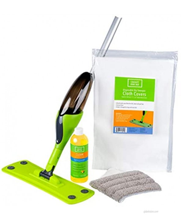 Finish Line Coating Hardwood Floor Smart Spray Mop with 360 Degree Rotation for Easy Cleaning Includes 1 Reusable Microfiber Pad and 5 Disposable Dry Sweeper Cloths for Hardwood Floor Laminate Tile