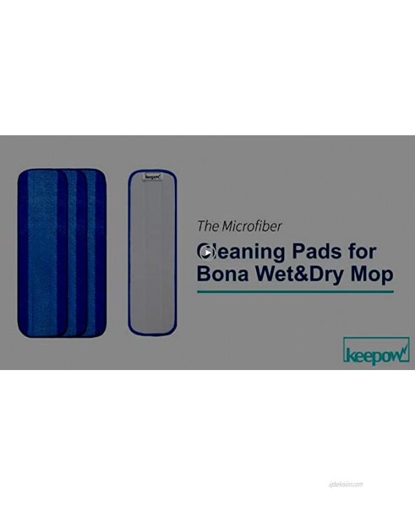 KEEPOW Microfiber Cleaning Pads Compatible with Bona Hardwood Floor Premium Spray Mop 18 Inch Washable & Reusable Refills 4 Pack