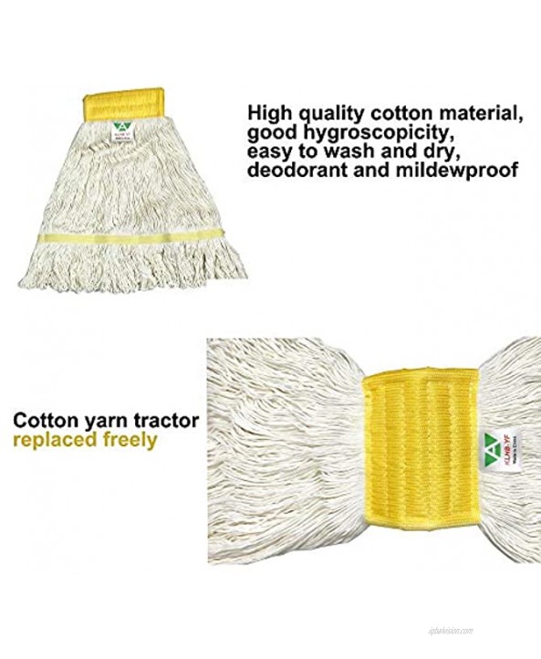 KLHB-YF yellow wet mop polyester-cotton yarn mop with a 51-inch thick aluminum alloy rod with an additional mop head can be used for floor cleaning in home hotel hospital and factory