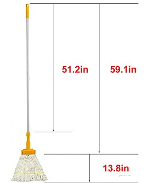 KLHB-YF yellow wet mop polyester-cotton yarn mop with a 51-inch thick aluminum alloy rod with an additional mop head can be used for floor cleaning in home hotel hospital and factory