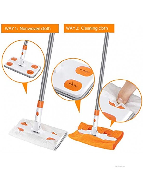 MASTERTOP Sweeper Mop and Duster Dry Mop for Hardwood Laminate Tile Floor Cleaning Household Office Pet Hair Dirt Sweeping 30 Disposable Detachable Cloths 3 Duster Refills