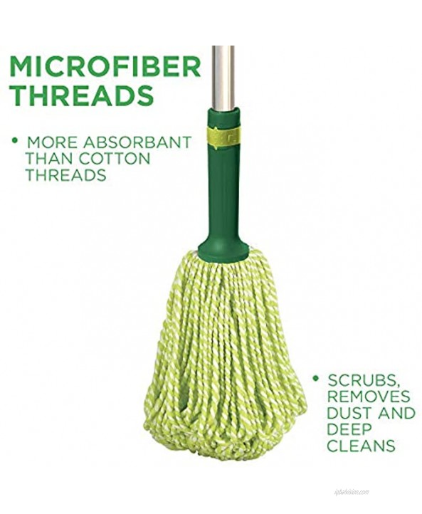Pine-Sol Microfiber Twist Mop with Telescopic Adjustable Perfect for Cleaning Hardwood Laminate Tiles | Extendable Stainless Steel Handle Retracts for Easy Storage 17.7 Inch