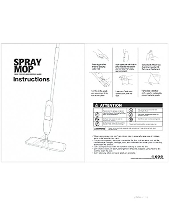 PRAKEITO Spray Mop Microfiber Floor Mop Kit for Floor Cleaning Hardwood Vinyl Ceramic Tile Kitchen Ideal for Pet Owner Spray Mop
