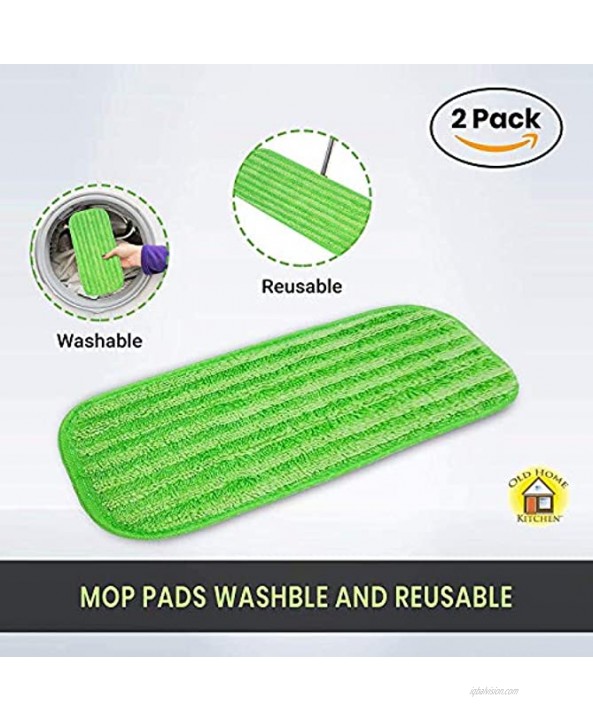 Reusable Microfiber Mop Pads- Swiffer Compatible Wet Jet mop Head Wetjet Compatible Mop Machine Washable Refill Pads 2 Pack