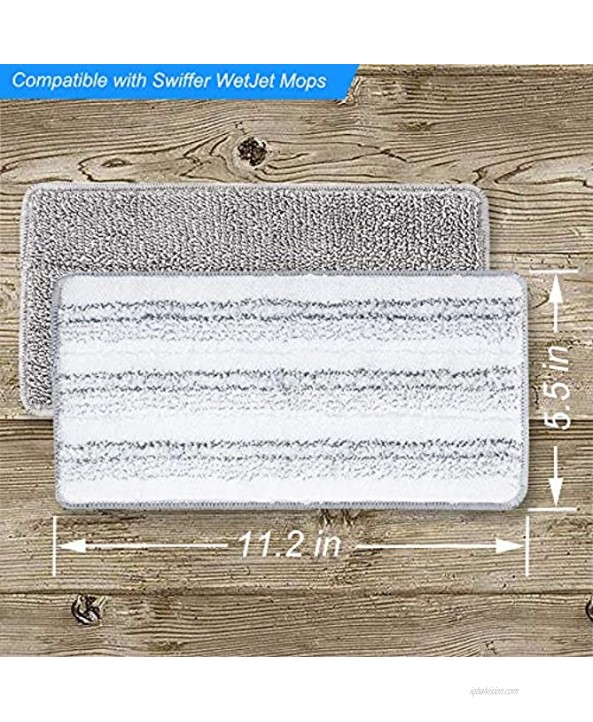Reusable Mop Pad Compatible with Swiffer Wet Jet Microfiber Washable Mop Pad Refills Pads Replacement Mop Pad Suitable for Dry and Wet Mopping 2-Pack 1 Gray &1 Gray White Stripe