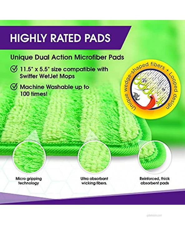 Reusable Mop Pads Compatible with Swiffer Wetjet 12 Inch Washable Microfiber Mop Pad Refills Pads Compatible with Spray Wet Jet Mop Heads for Floor Cleaning 2 Pack