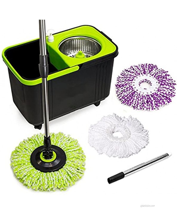 Simpli-Magic 79117 Spin Mop Cleaning Kit with Refills Mop & Refills Black Green