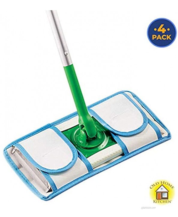 Swiffer Sweeper Compatible Reusable Durable Microfiber Mop Pads Machine Washable Refill Pads 4 Pack
