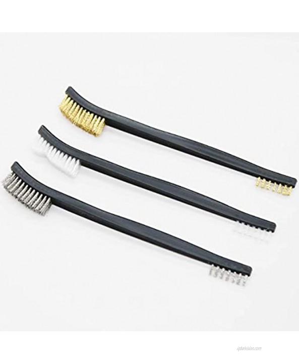 3 Pcs Rust Brush Cleaning Slag and Rust Steel Nylon Brass Brush Set Wire Brush Widely Used to Clean Coffee Grinder Engine Kitchen Mechanical Equipment