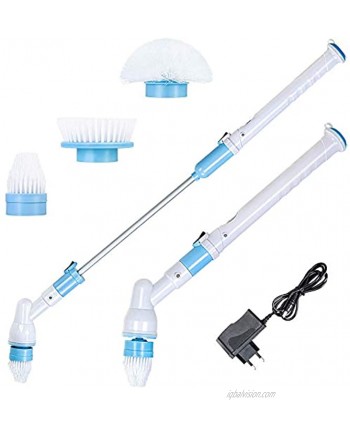 360 Cordless Tub and Tile Scrubber Spin Scrubber Multi-Purpose Power Surface Cleaner with 3 Replaceable Cleaning Scrubber Brush Heads 1 Extension Arm and Adapter for Bathroom Tub Tile Wall