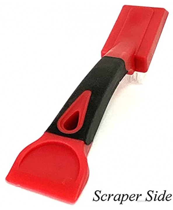 ALAZCO 2 Soft-Grip Handle Heavy-Duty Tile Grout Brush Extra-Stiff Bristles Scraper Edge Plus Narrow Tip Bristles for Hard to Reach Areas Multi-Purpose Red & Black