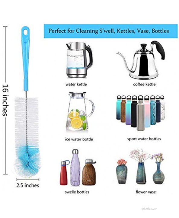 ALINK Bottle Cleaning Brush Set Long Handle Bottle Cleaner for Washing Narrow Wine Beer Bottles Thermos Hummingbird Feeder S’Well Sports Water Bottles Plus Kettle Spout Lid Brush Straw Brush