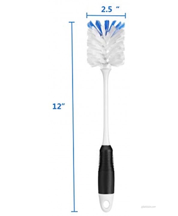 Amazer Bottle Brush Cleaner Water Bottles Cleaning Brushes with Long Handle Flexible Bottle Washer Cup Scrubber & Round Bottle Scrub Brush Set 2-Pack