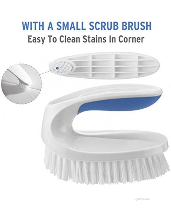 Amazer Scrub Brush for Cleaning 2-Pack Deep Cleaning Nylon Brush Set with Handles Heavy Duty Grout Corner Brushes with Comfort Grip for Bathroom Floor Tub Carpet Shower Tile and Kitchen