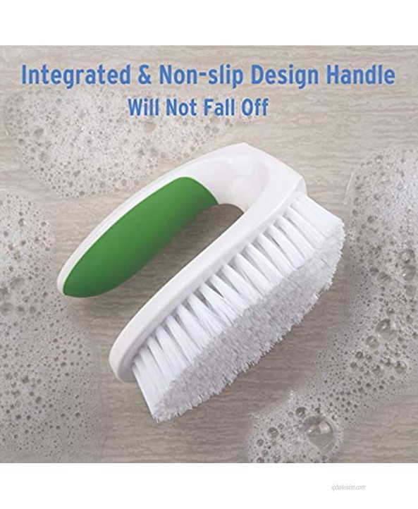 Amazer Scrub Brush for Cleaning 2-Pack Deep Cleaning Nylon Brush Set with Handles Heavy Duty Grout Corner Brushes with Comfort Grip for Bathroom Floor Tub Carpet Shower Tile and Kitchen