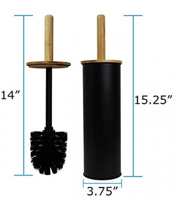 Blue Donuts Toilet Brush with Holder Eco-Friendly Bamboo Handle Toilet Bowl Brush Compact Bathroom Toilet Bowl Cleaner Brush and Holder Black