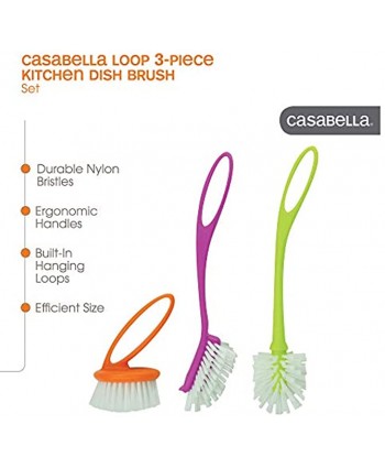 Casabella Loop 3-Piece Dish Brush Set 15519AZColors May Vary