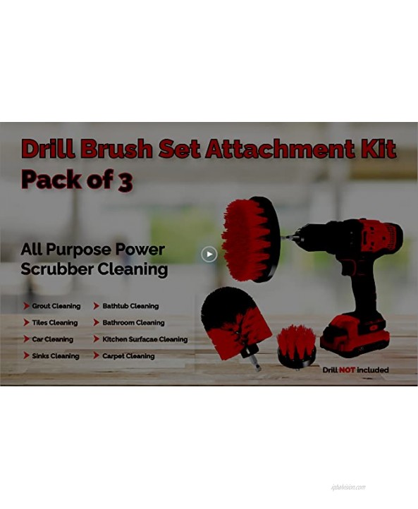 CLEANZOID Drill Brush Set Attachment Kit Pack of 3 All Purpose Power Scrubber Cleaning Set for Grout Tiles Sinks Bathtub Bathroom and Kitchen Surface